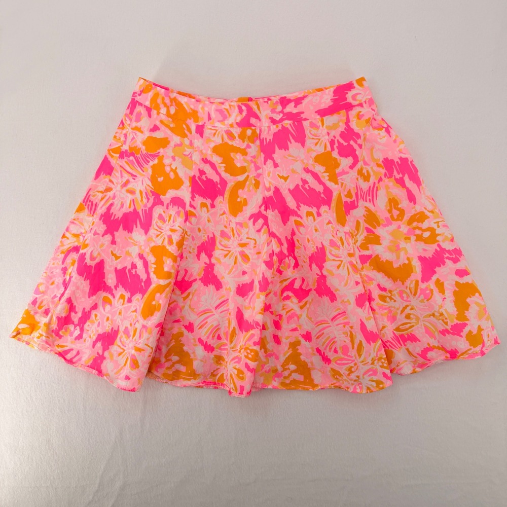 Lilly Pulitzer Skirt Womens 2 Pink Orange Floral Mini Summer Resort Tropical